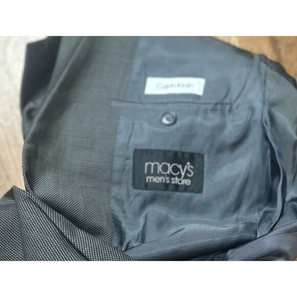 Calvin Klein Men’s Blazer 100% Wool Charcoal Grey Checked Pattern Size 40L - Picture 5 of 6
